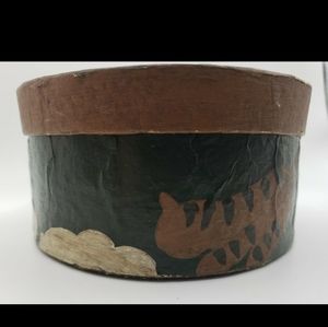 Vintage Hand Painted Cats Circular Box 4" Spilled Milk